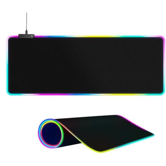 Large RGB Gaming Mouse Pad -15 Light Modes Touch Control Extended Soft Computer